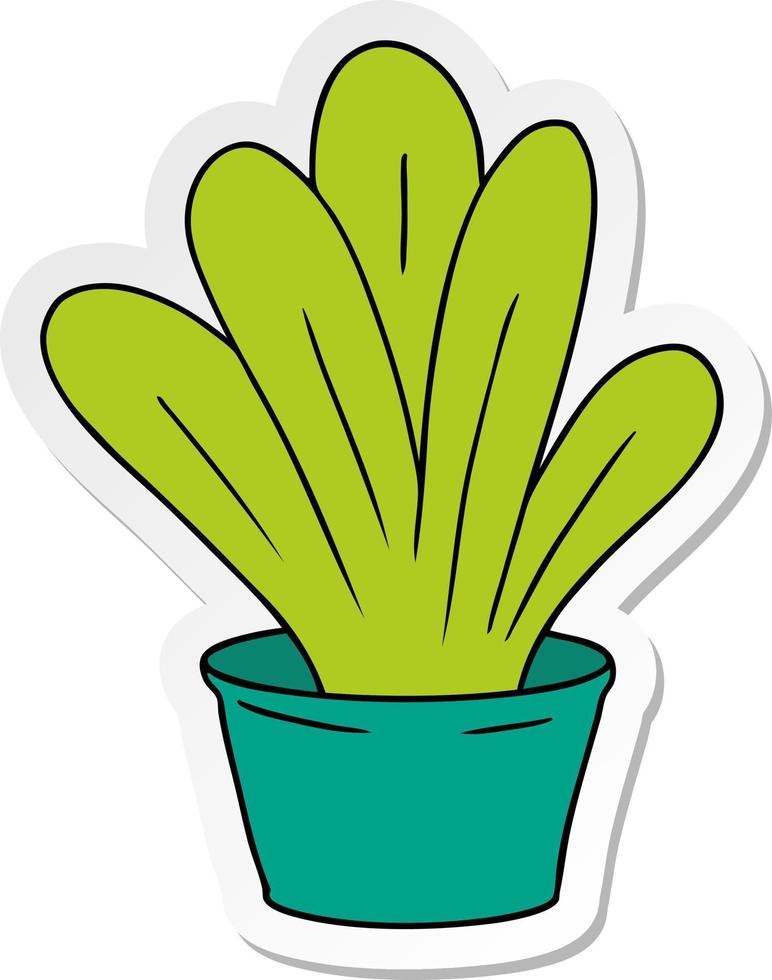 sticker cartoon doodle of a green indoor plant vector