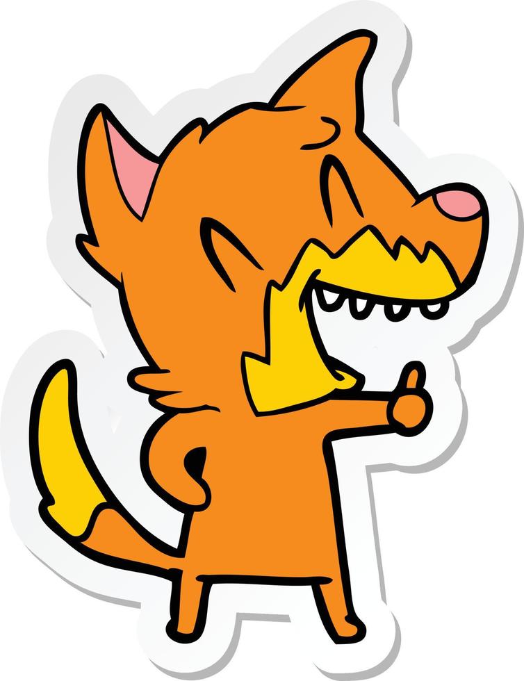 sticker of a laughing fox cartoon vector