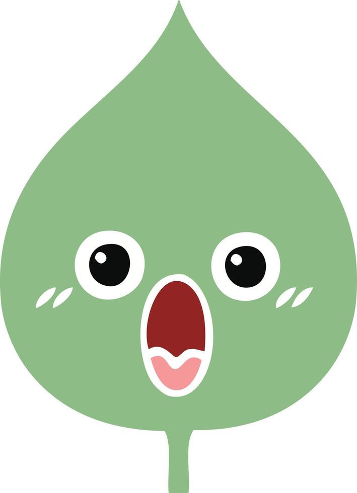 flat color retro cartoon expressional leaf vector
