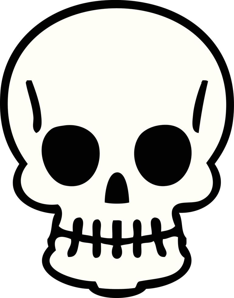 quirky hand drawn cartoon skull vector