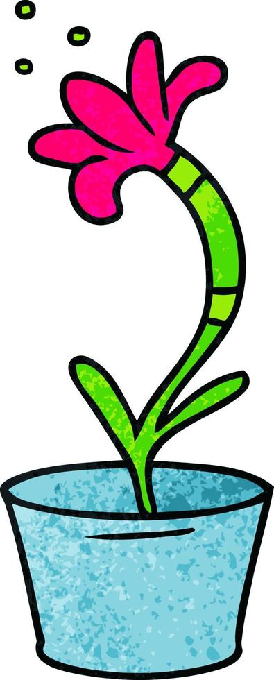 textured cartoon doodle of a house plant vector