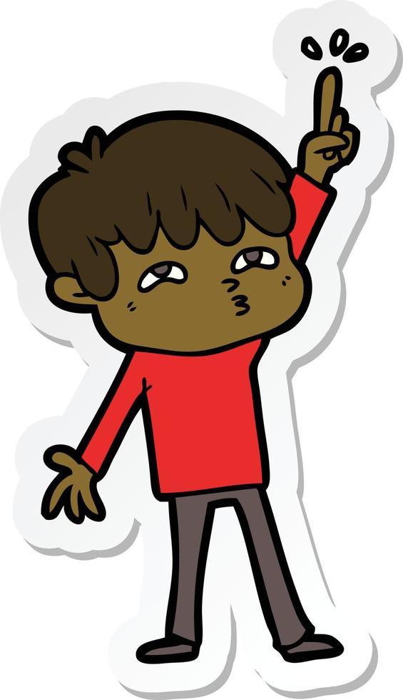 sticker of a cartoon boy asking question vector