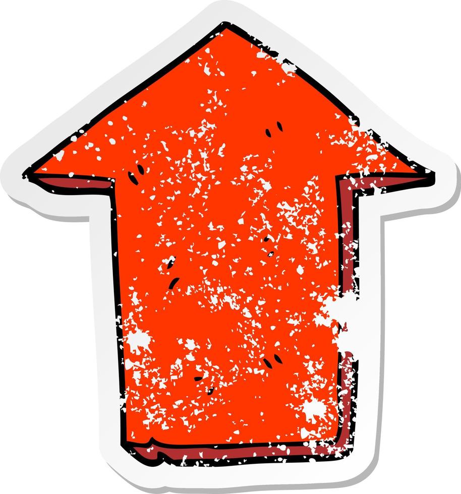 distressed sticker of a cartoon pointing arrow vector