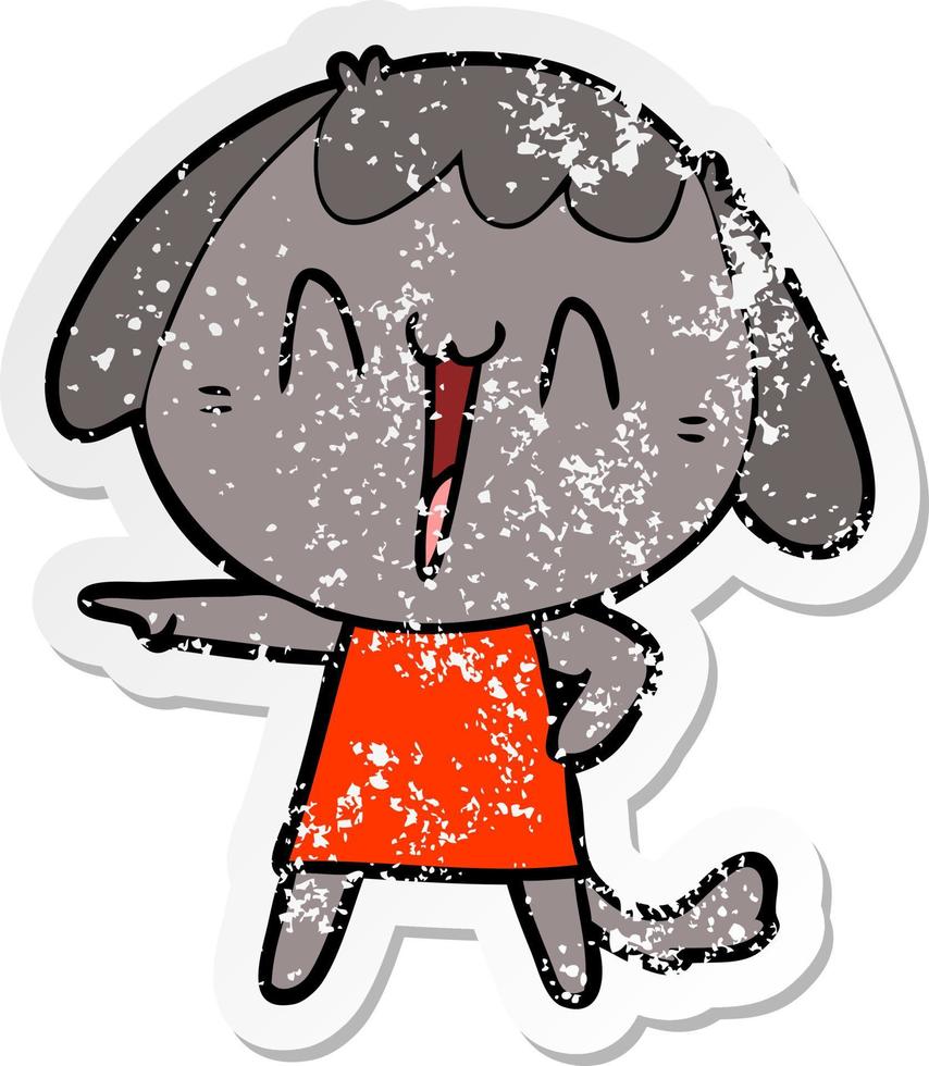 distressed sticker of a cute cartoon dog vector