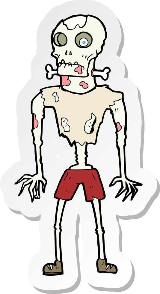 sticker of a cartoon zombie vector