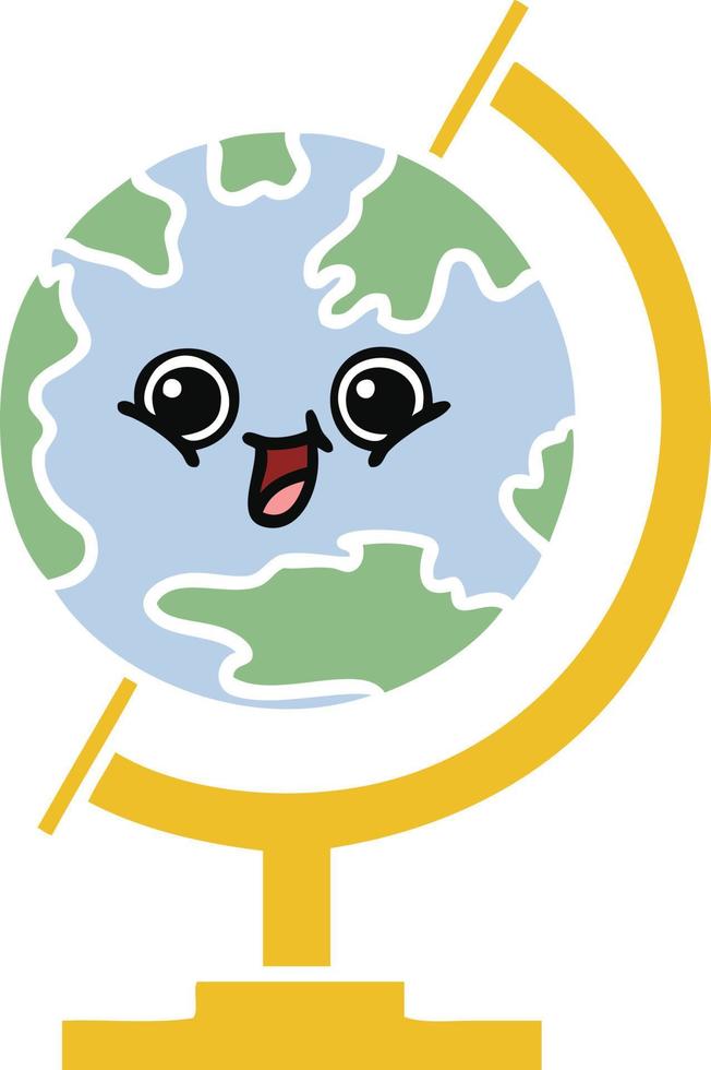 flat color retro cartoon globe of the world vector