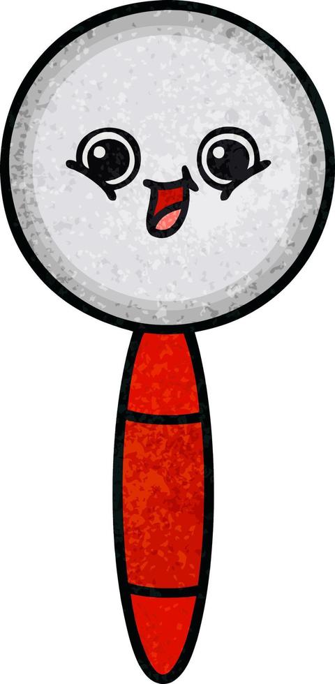 retro grunge texture cartoon magnifying glass vector