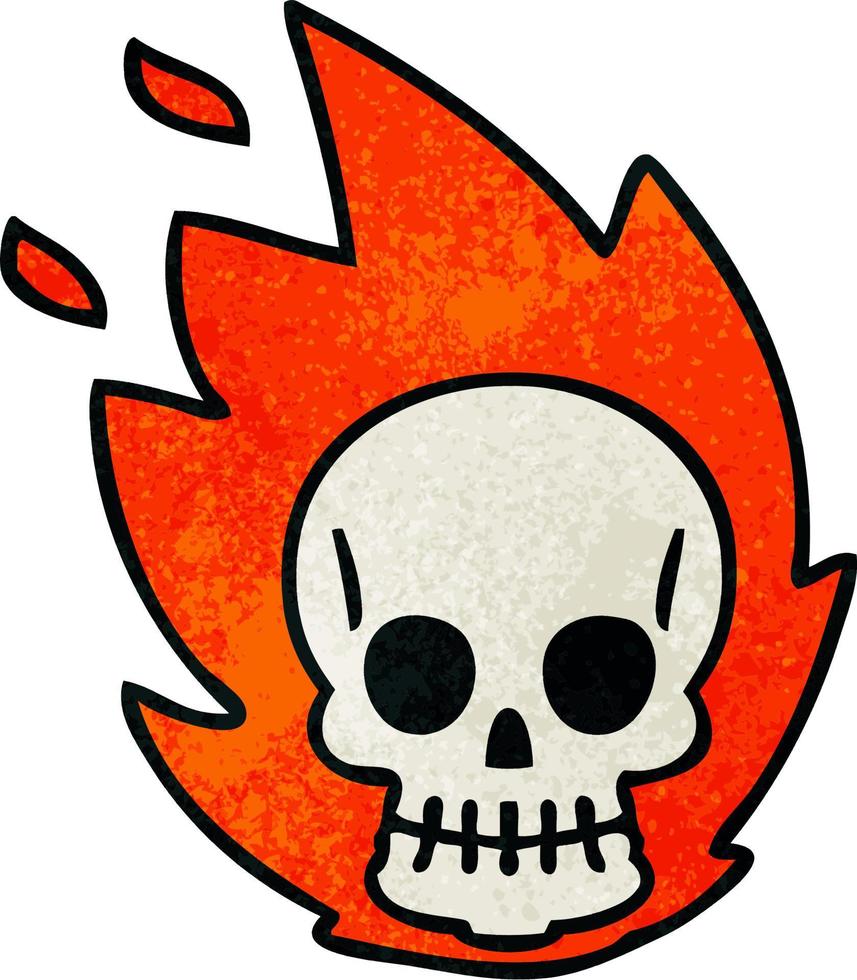 quirky hand drawn cartoon skull vector