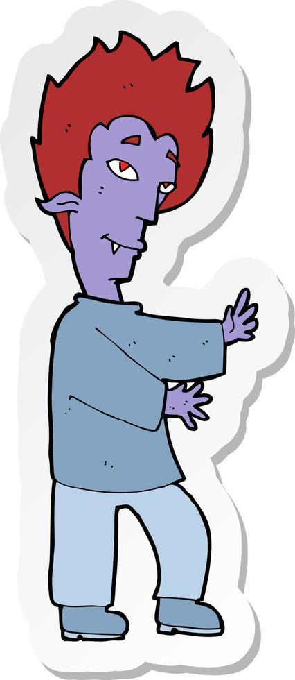 sticker of a cartoon vampire vector