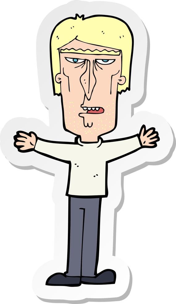 sticker of a cartoon angry man vector