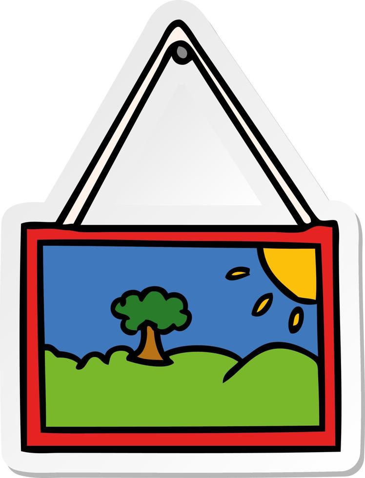 sticker cartoon doodle of a picture in frame vector