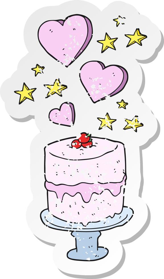 retro distressed sticker of a cartoon cake vector