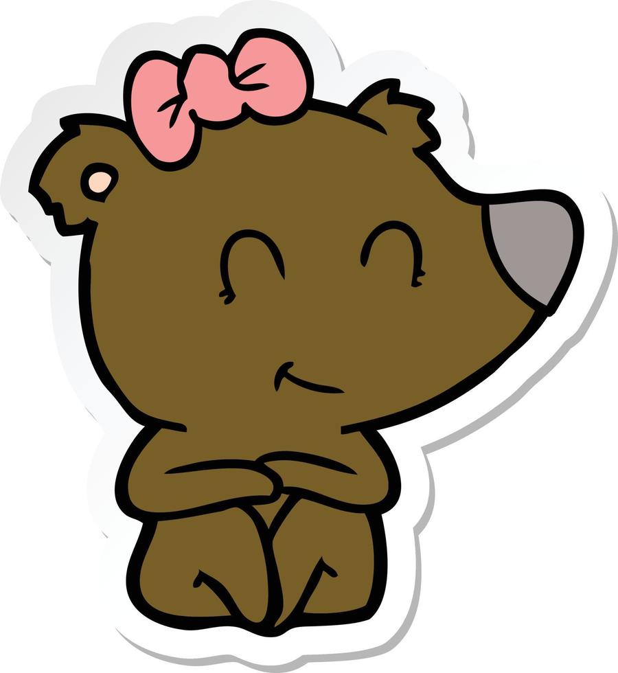 sticker of a female bear cartoon vector