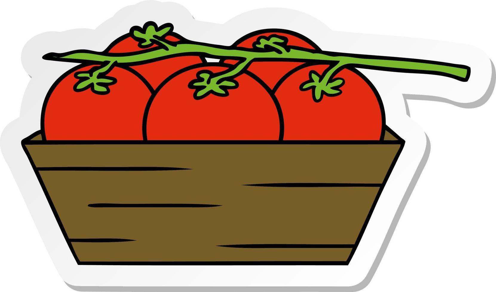 sticker cartoon doodle of a box of tomatoes vector