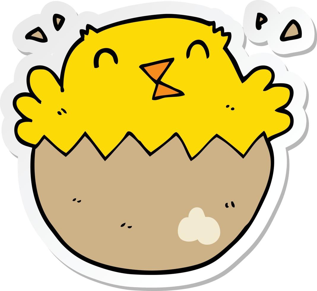 sticker of a cartoon hatching chick vector