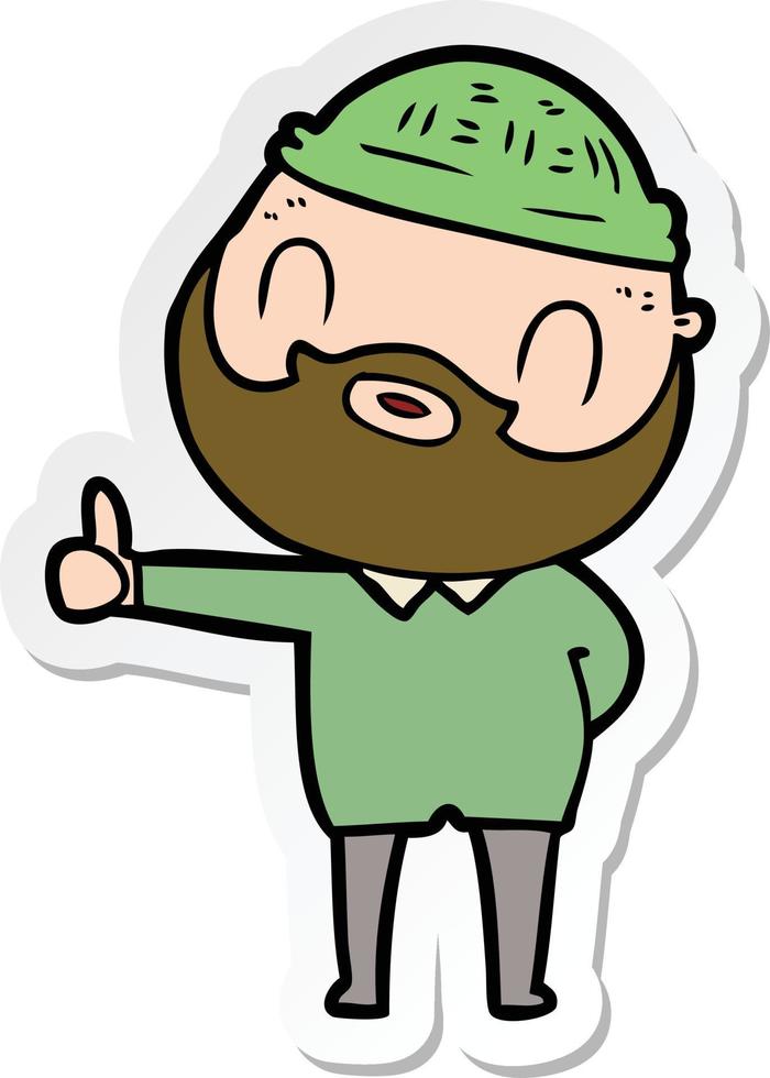 sticker of a cartoon bearded man vector