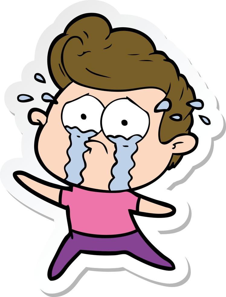 sticker of a dancing crying man vector