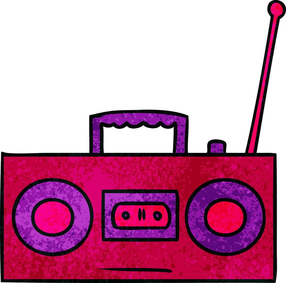 textured cartoon doodle of a retro cassette player vector