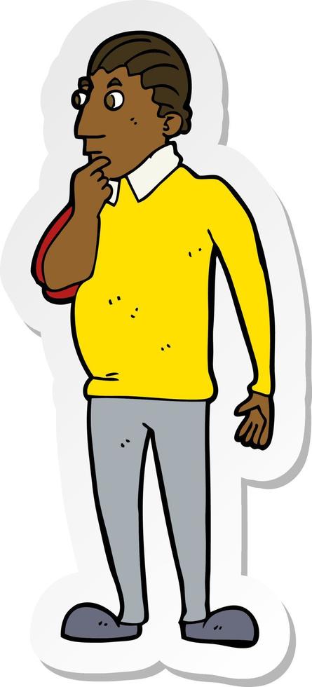 sticker of a cartoon curious man vector