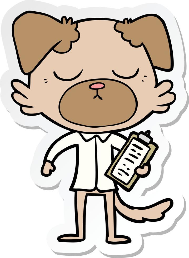 sticker of a cute cartoon dog wearing office shirt vector