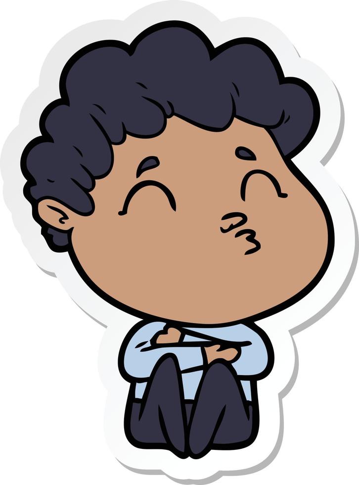 sticker of a cartoon man pouting vector