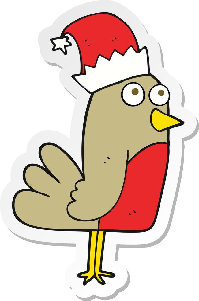 sticker of a cartoon christmas robin vector