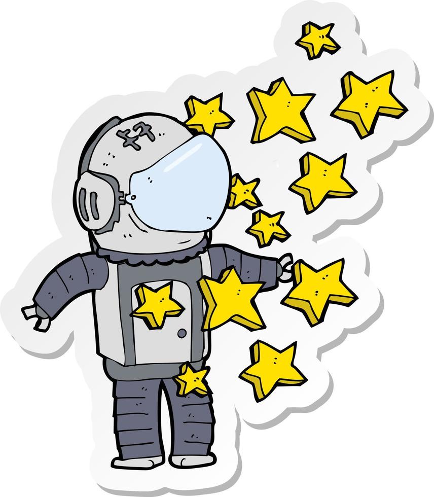 sticker of a cartoon spaceman vector