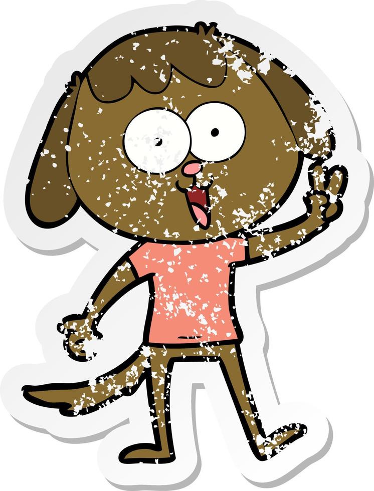 distressed sticker of a cute cartoon dog vector