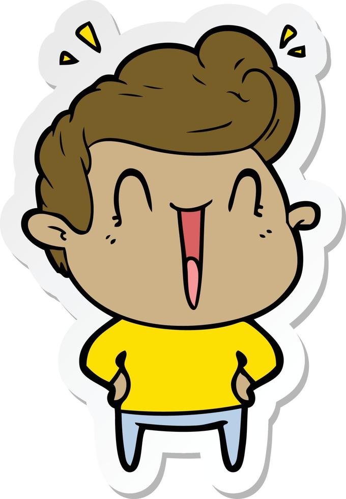 sticker of a cartoon excited man vector