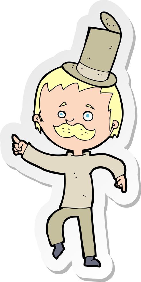 sticker of a cartoon man in broken old hat vector