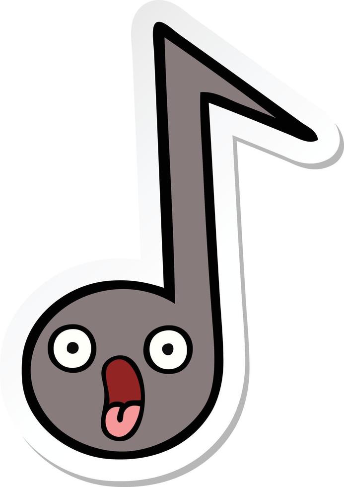 sticker of a cute cartoon musical note vector