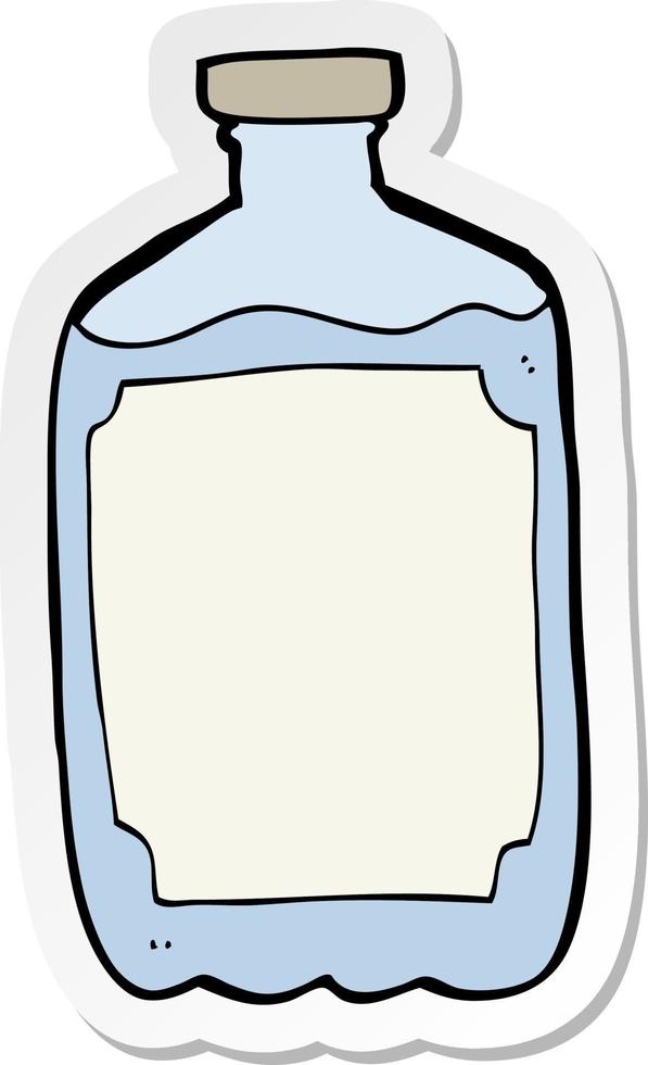 sticker of a cartoon water bottle vector