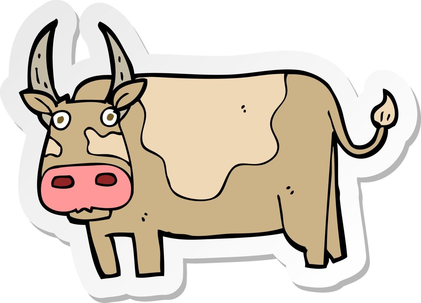 sticker of a cartoon bull vector