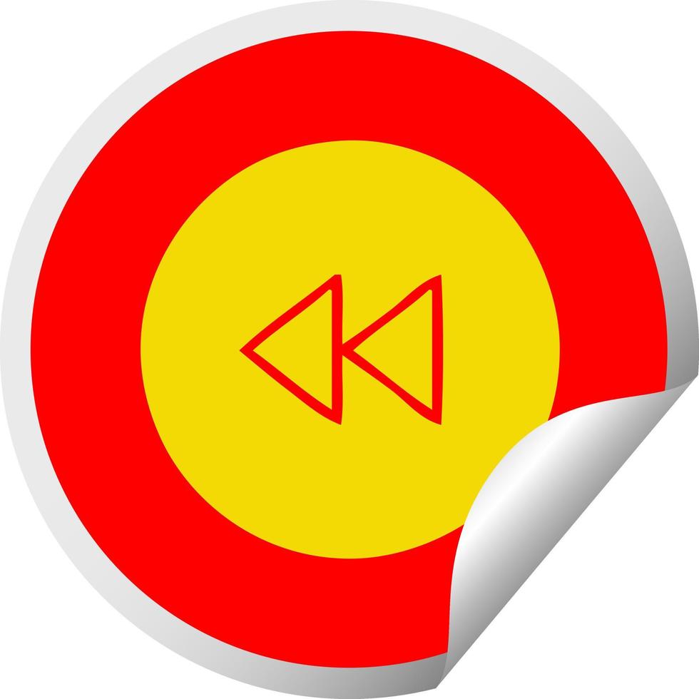 circular peeling sticker cartoon rewind button vector