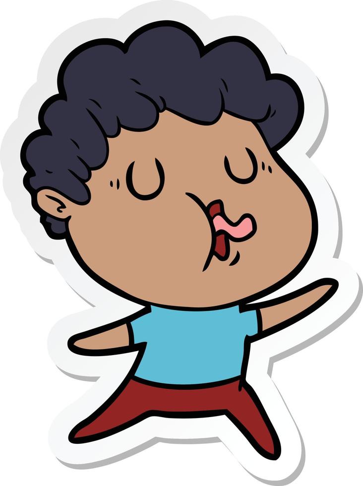 sticker of a cartoon man singing vector