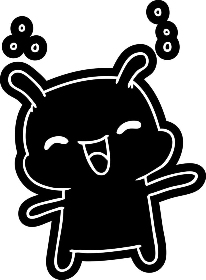 cartoon icon kawaii cute happy alien vector
