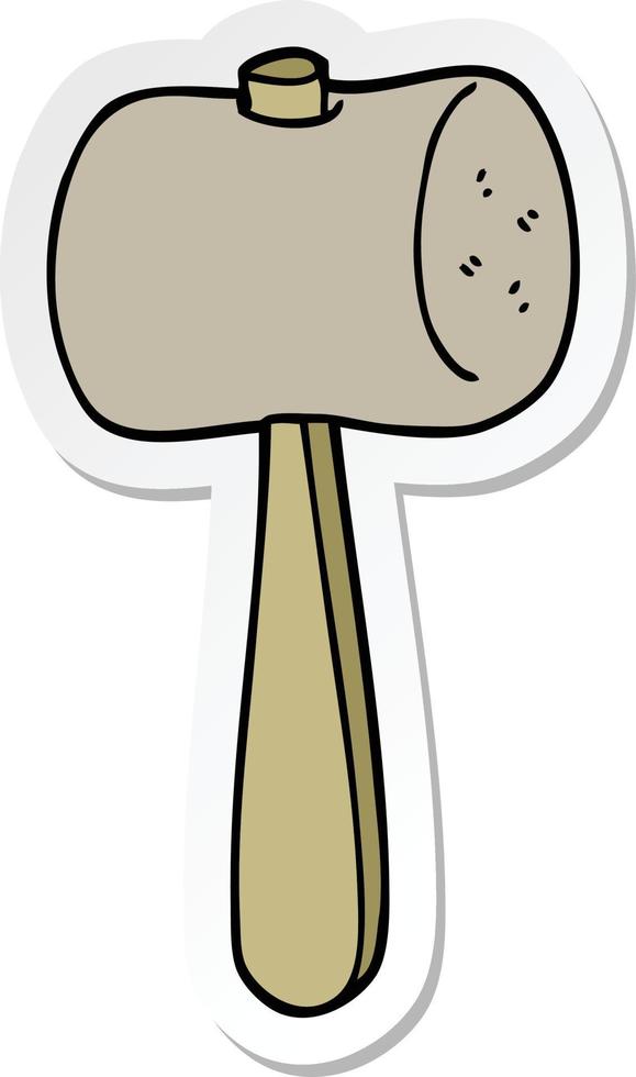 sticker of a cartoon mallet vector