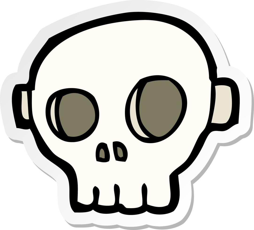 sticker of a cartoon spooky skull mask vector