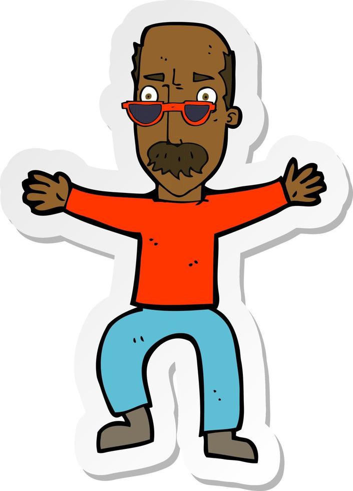 sticker of a cartoon old man waving arms vector