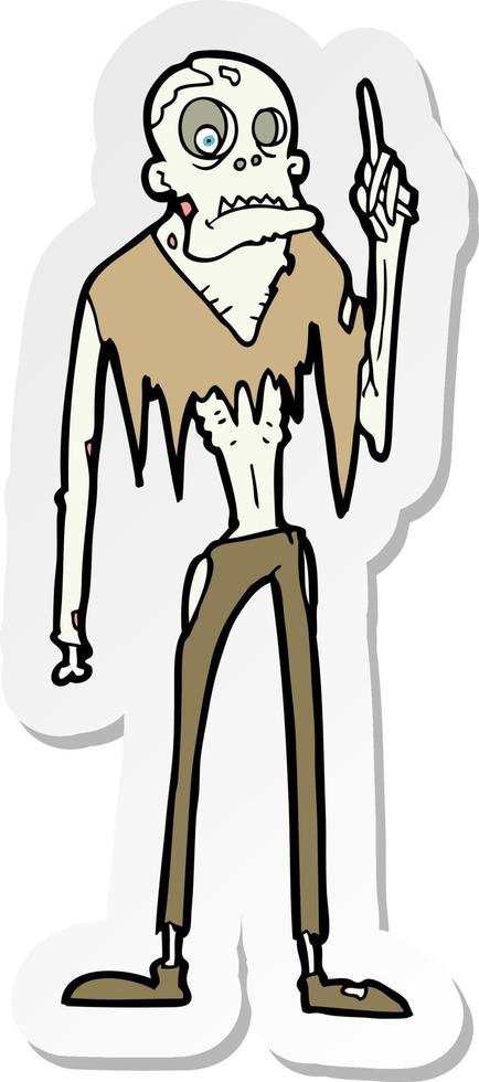 sticker of a cartoon zombie vector