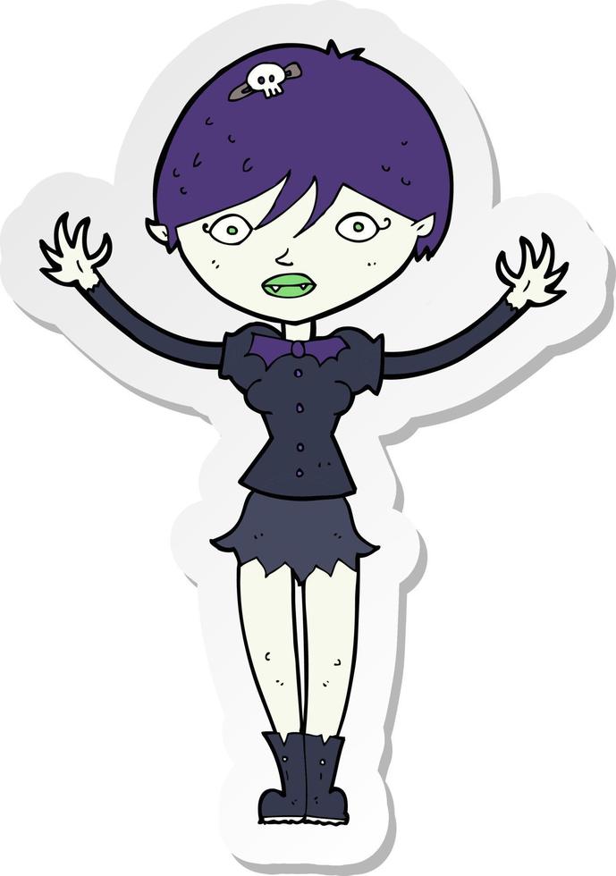 sticker of a cartoon vampire girl vector