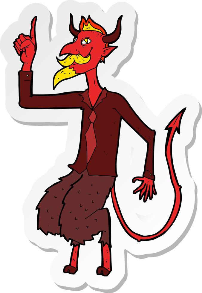 sticker of a cartoon devil in shirt and tie vector