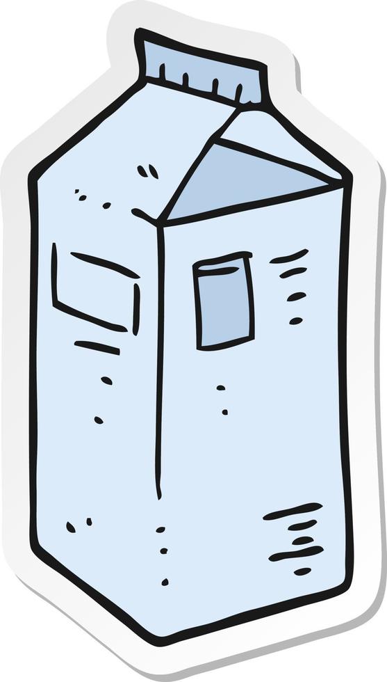 sticker of a cartoon milk carton vector