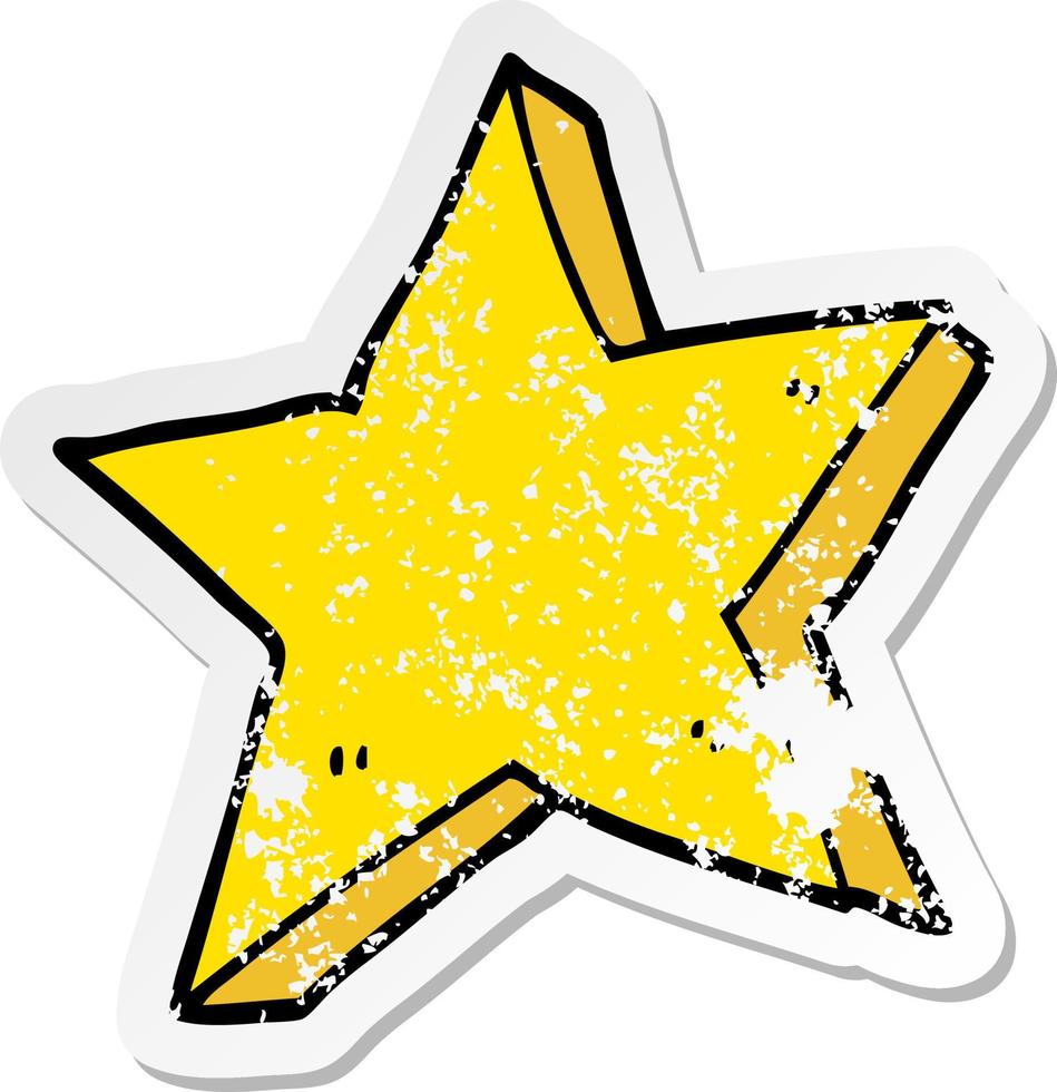 distressed sticker of a cartoon star vector