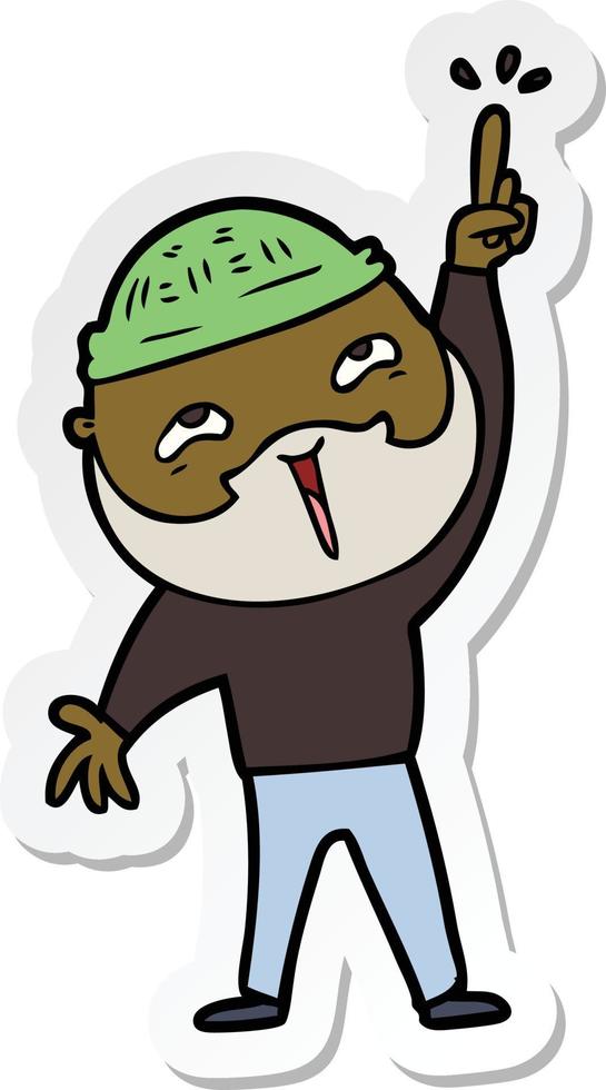 sticker of a cartoon happy bearded man vector