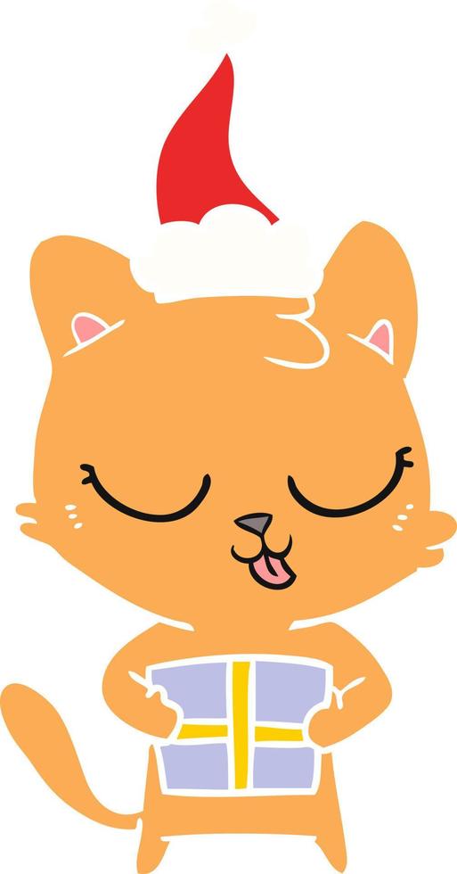 cute flat color illustration of a cat wearing santa hat 11502945 Vector
