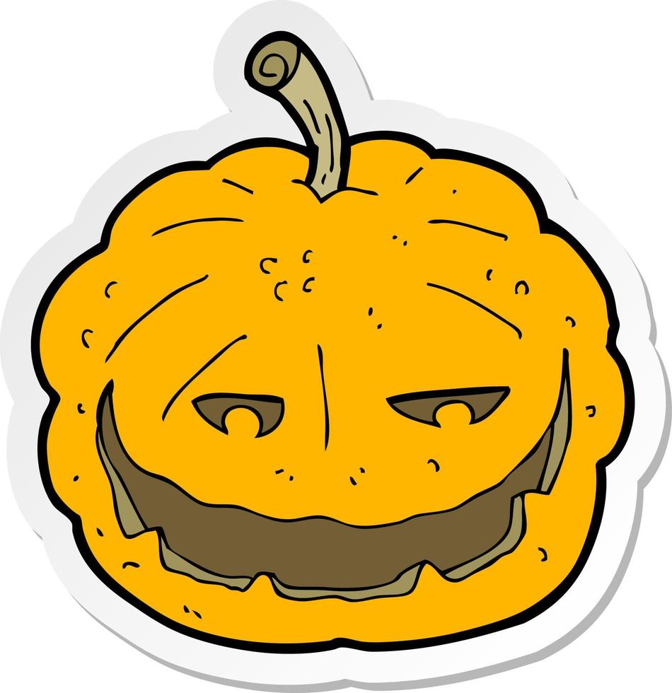 sticker of a cartoon halloween pumpkin vector