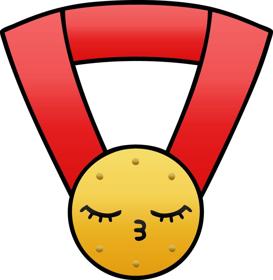 medalla de oro de dibujos animados sombreado degradado vector