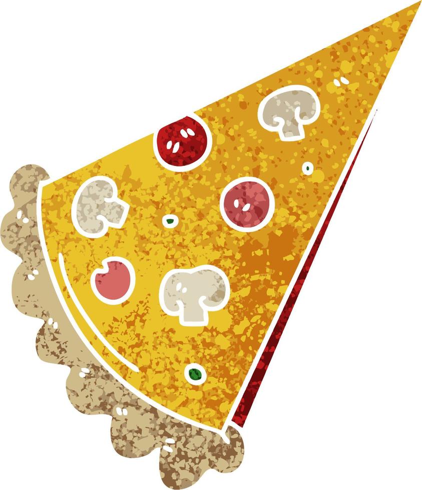 peculiar, retro, ilustración, estilo, caricatura, porción, de, pizza vector