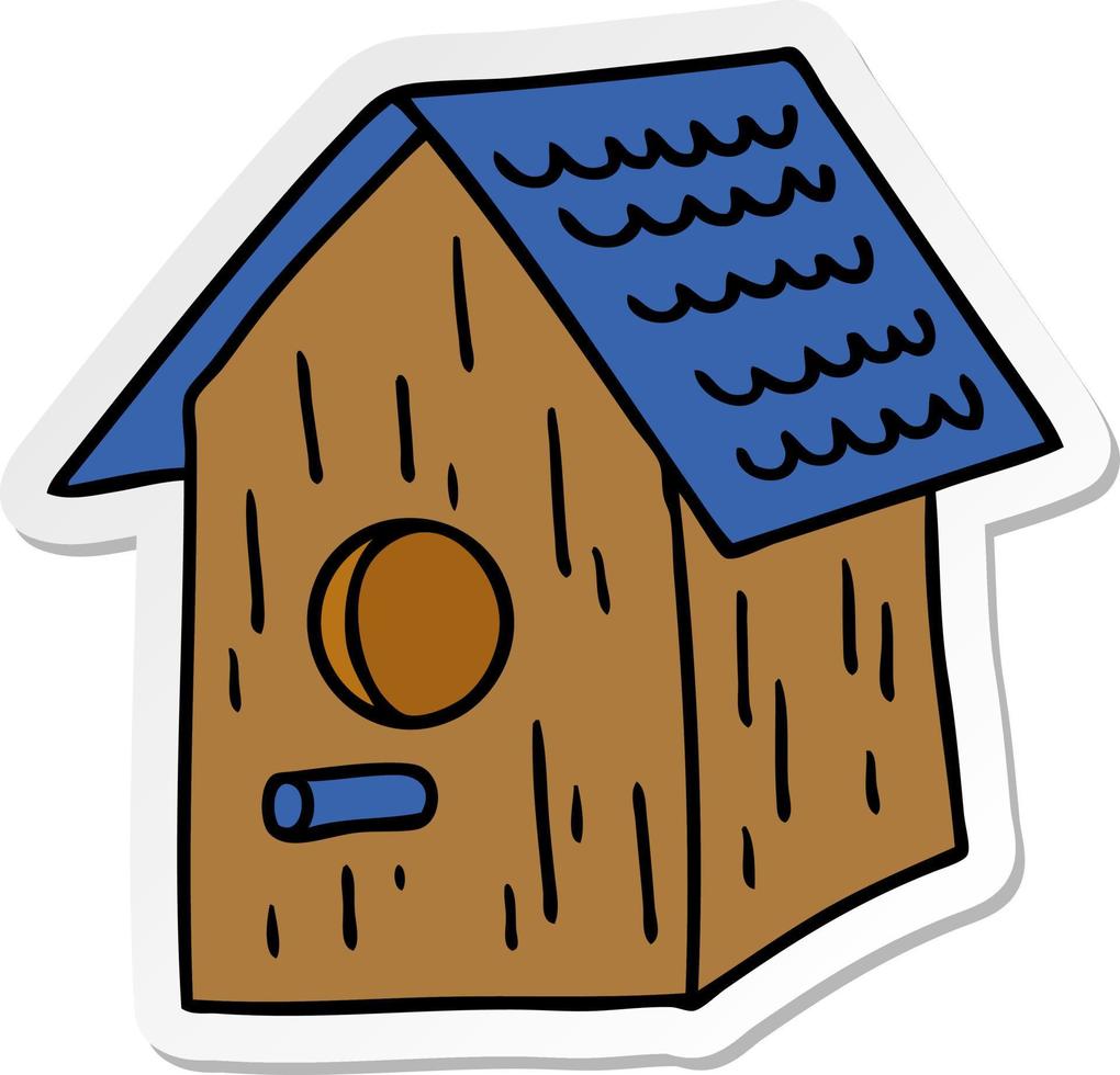 sticker cartoon doodle of a wooden bird house vector